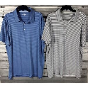 J.Crew Performance Shirt Mens XXL Striped Golf Polo Short Sleeve Lot 2 MINT